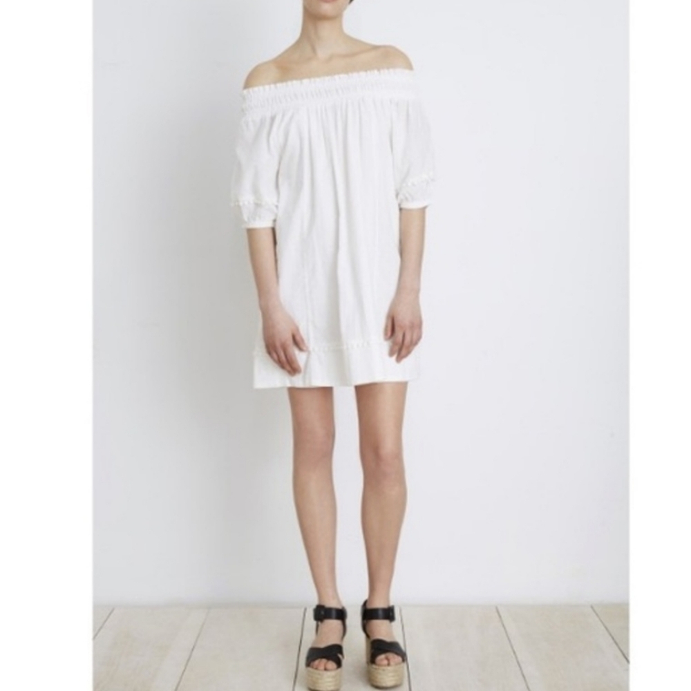 Apiece Apart Off-Shoulder White Mini Dress